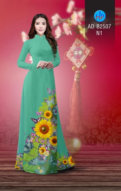 Vải áo dài hoa Hướng Dương