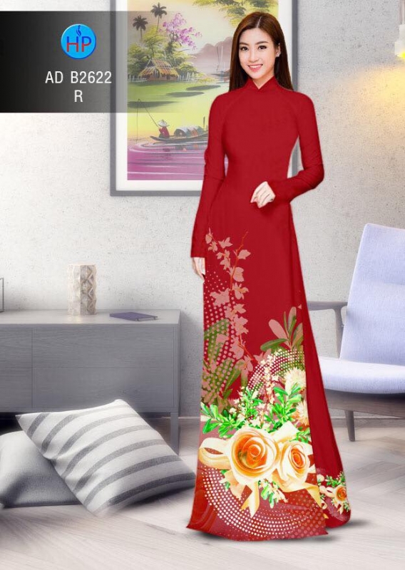 Vải áo dài hoa Hồng