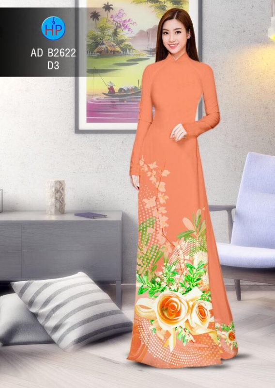 Vải áo dài hoa Hồng