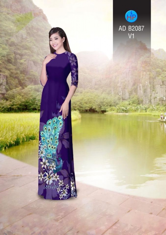 Vải áo dài chim Công