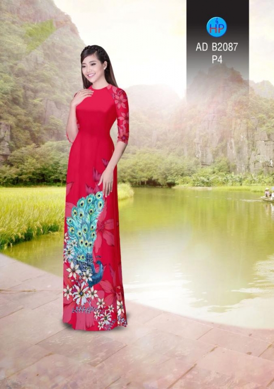 Vải áo dài chim Công