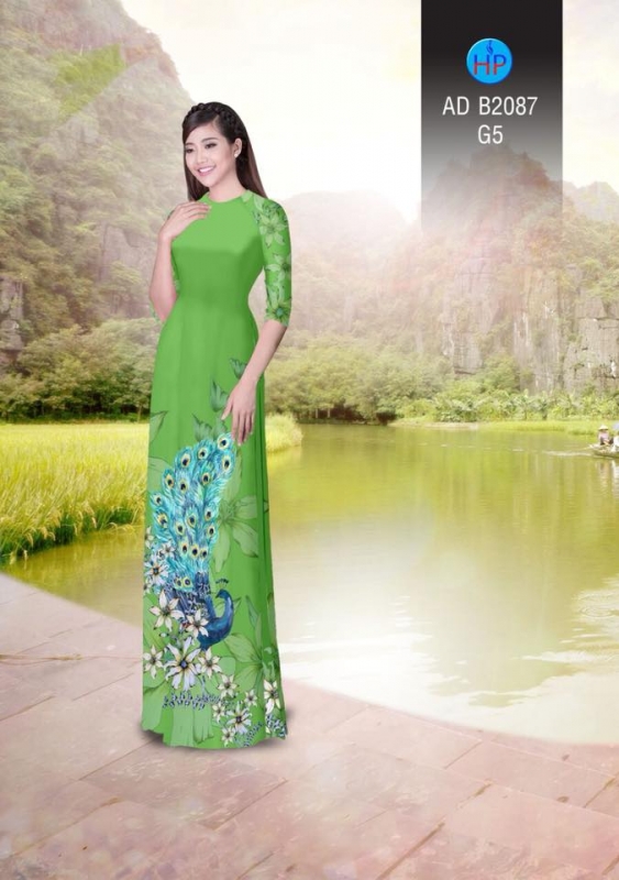 Vải áo dài chim Công