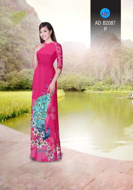 Vải áo dài chim Công