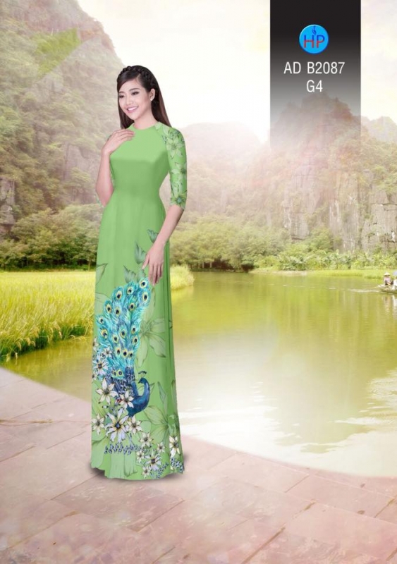 Vải áo dài chim Công