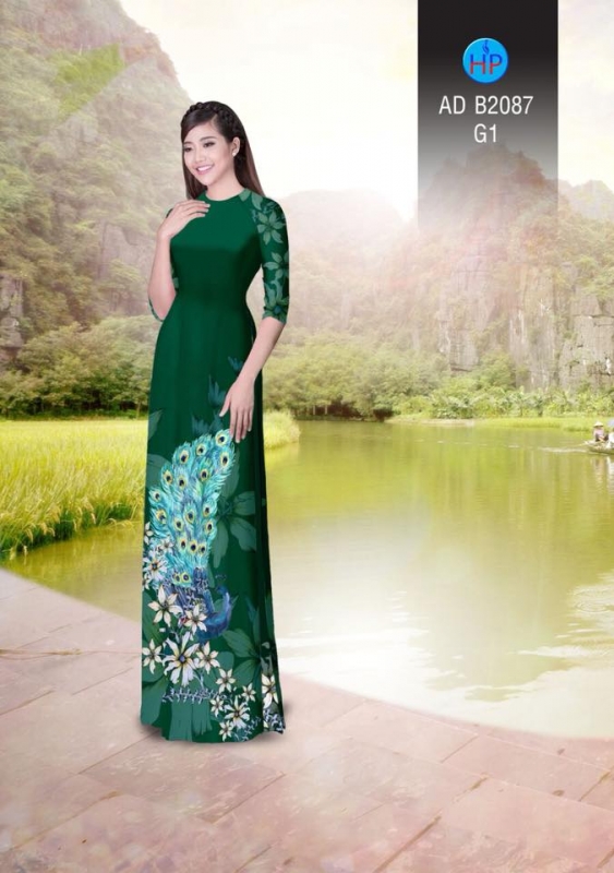 Vải áo dài chim Công