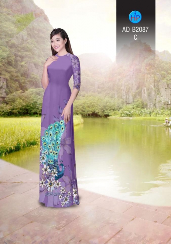 Vải áo dài chim Công