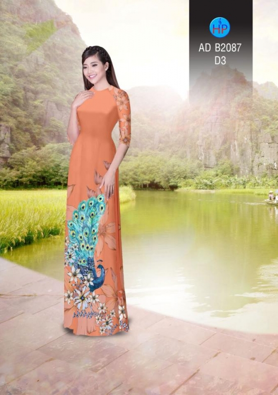 Vải áo dài chim Công