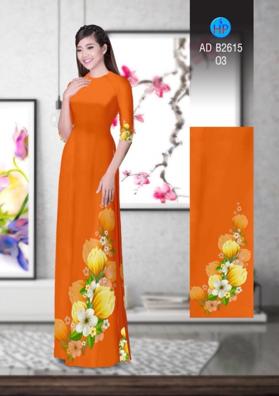 Vải áo dài hoa 3D