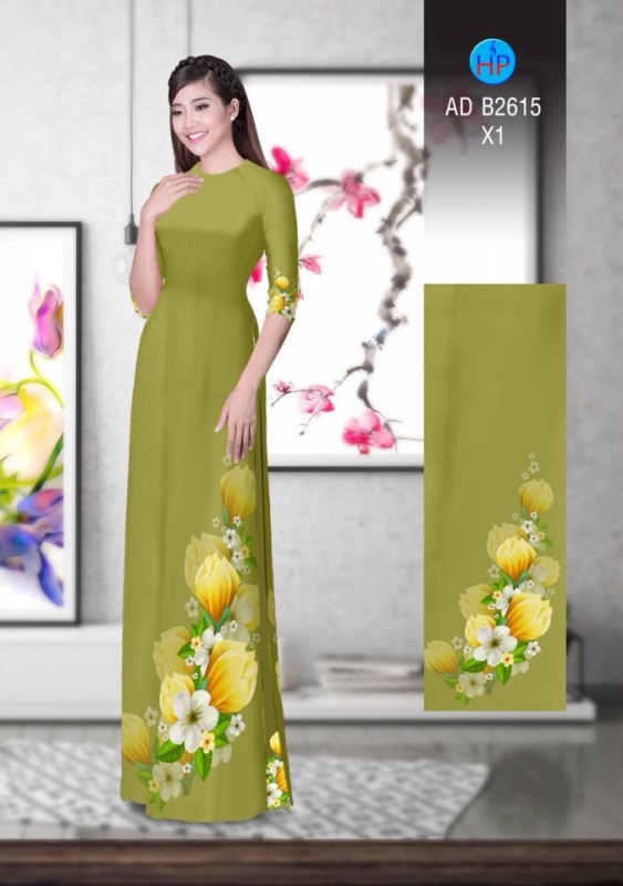 Vải áo dài hoa 3D