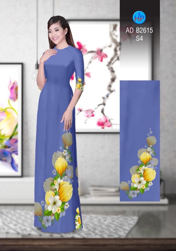 Vải áo dài hoa 3D