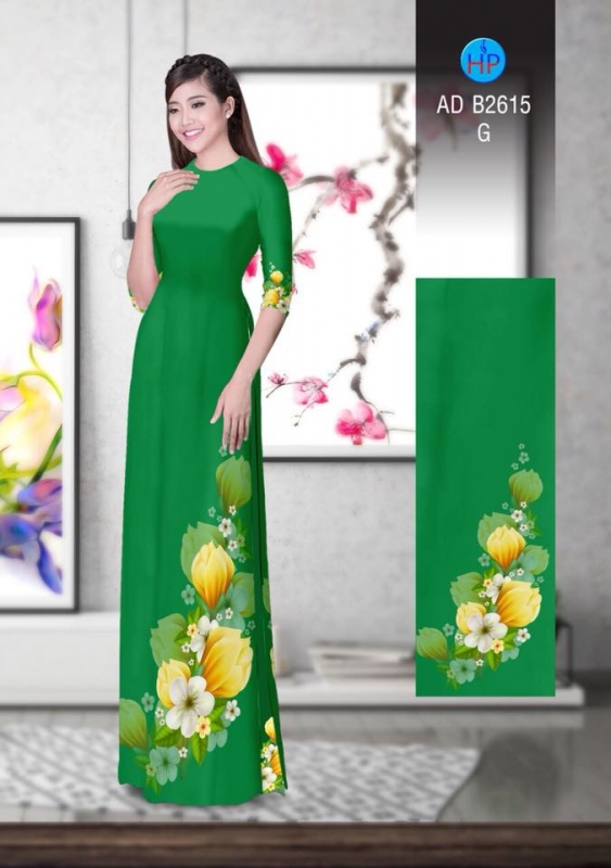Vải áo dài hoa 3D