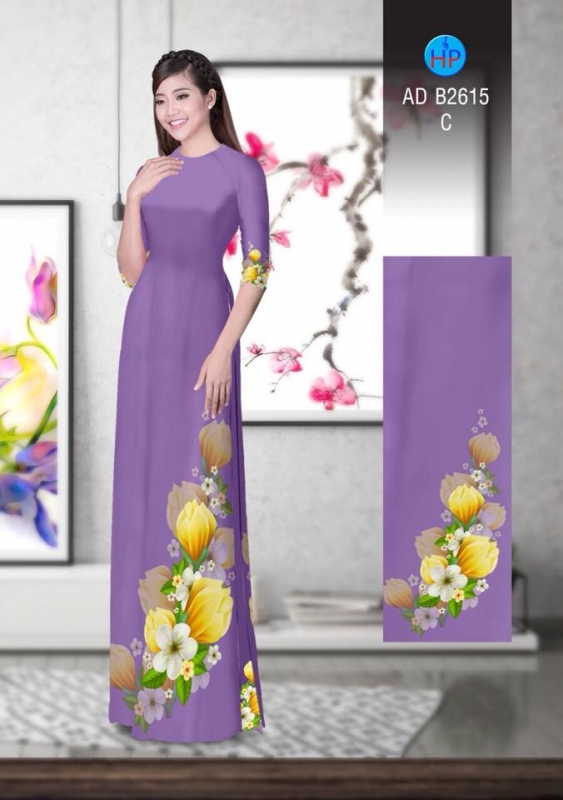 Vải áo dài hoa 3D