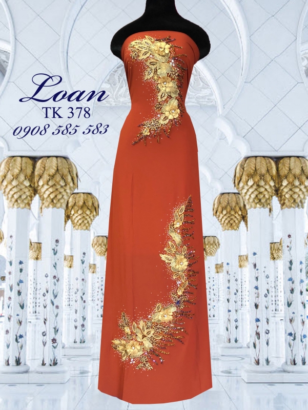 Vải áo dài kết hoa dây