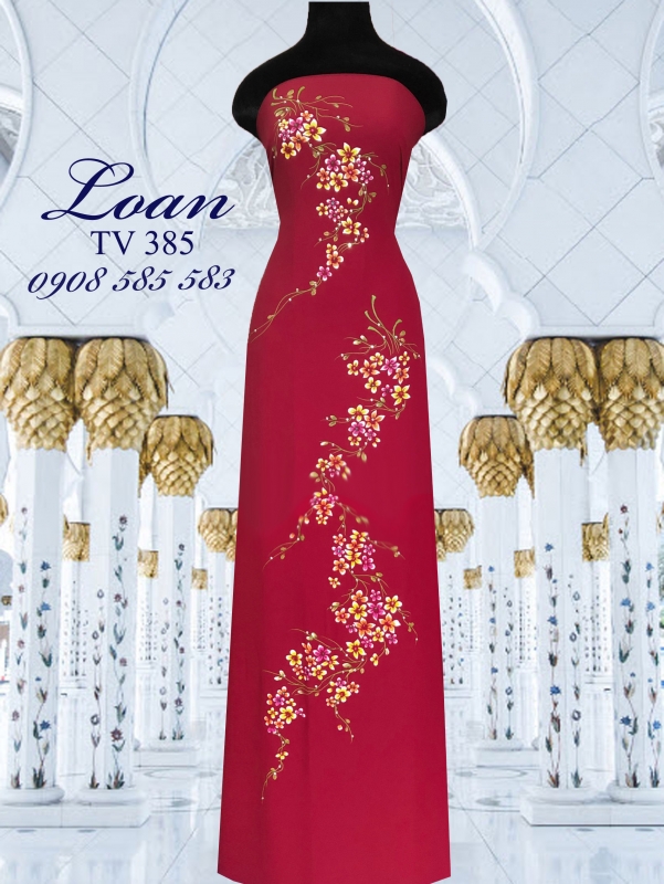 Vải áo dài vẽ nổi đính đá