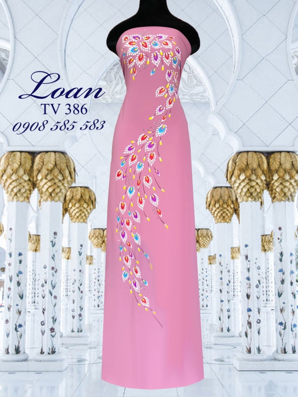 Vải áo dài vẽ nổi kết đá