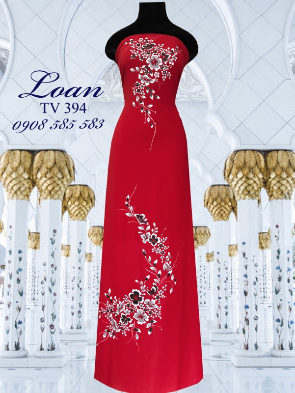 Vải áo dài vẽ nổi hoa dây