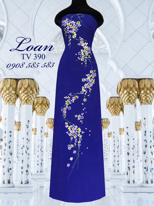 Vải áo dài vẽ nổi hoa dây