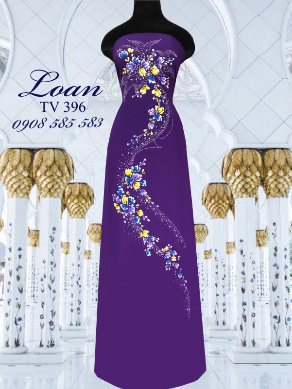 Vải áo dài vẽ nổi hoa dây