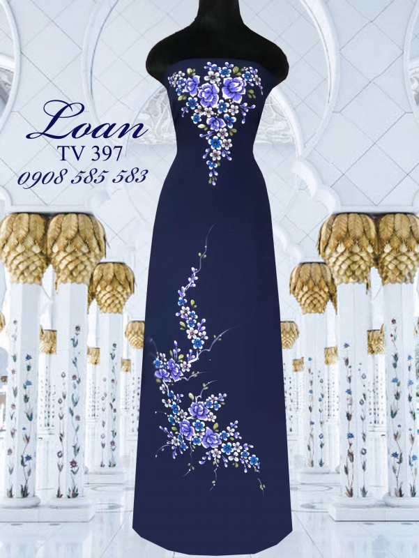 Vải áo dài vẽ nổi hoa dây