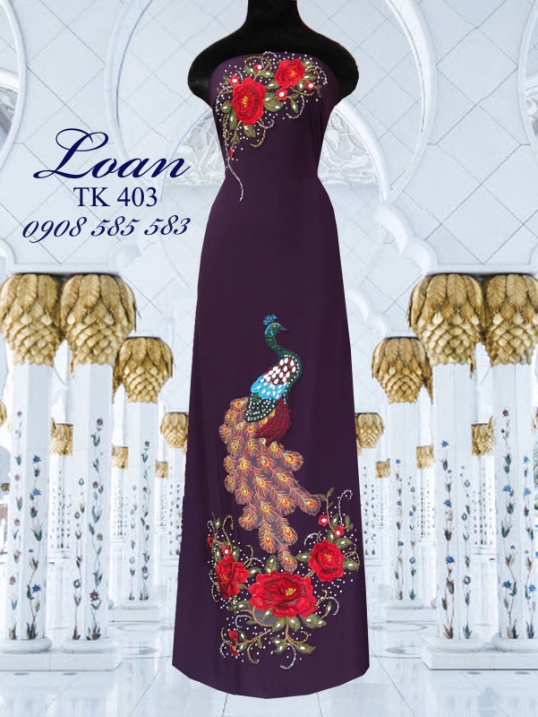 Vải áo dài chim Công kết đá