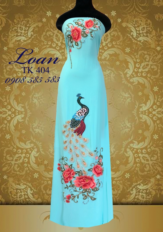 Vải áo dài chim Công kết đá