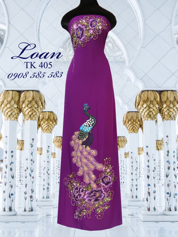 Vải áo dài chim Công kết đá