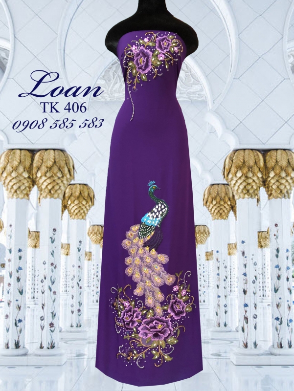 Vải áo dài chim Công kết đá