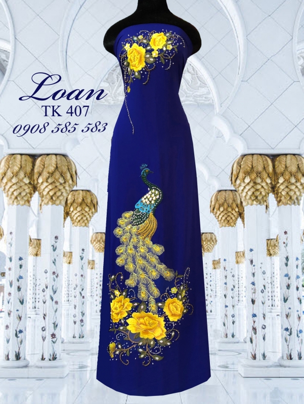 Vải áo dài chim Công kết đá