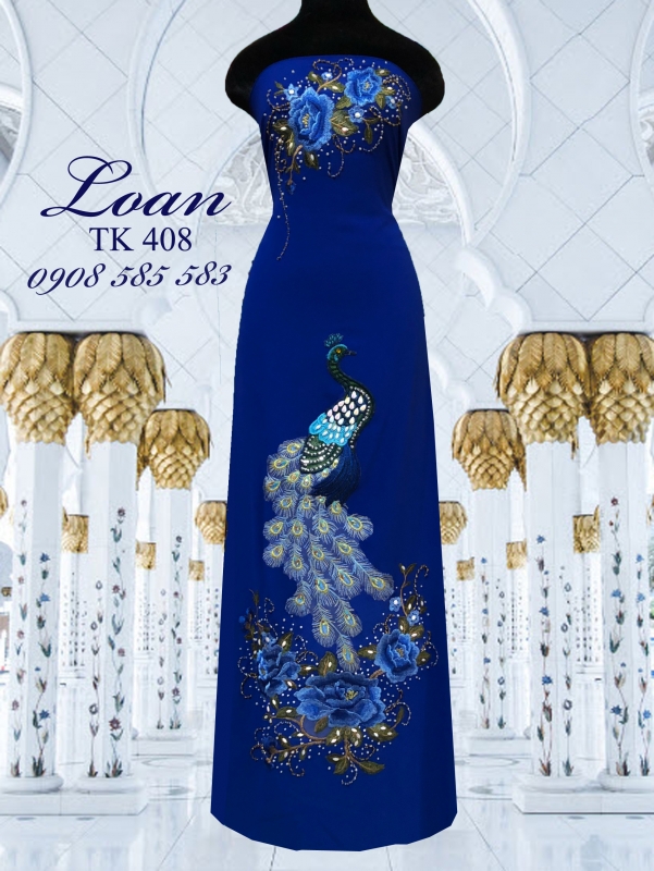 Vải áo dài chim Công kết đá