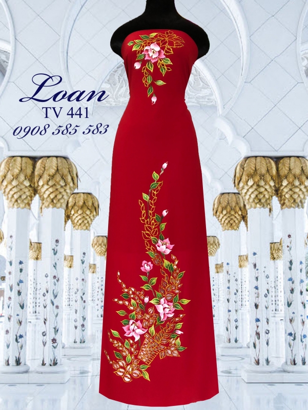 Vải áo dài vẽ kim tuyến