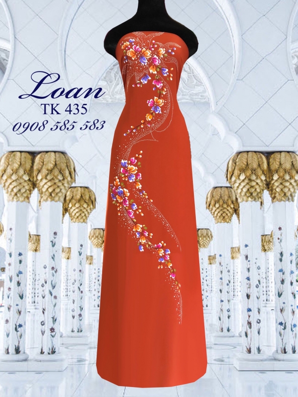 Vải áo dài vẽ nổi hoa dây