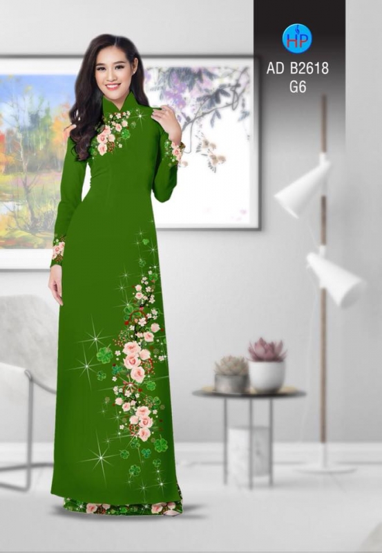 Vải áo dài hoa lấp lánh