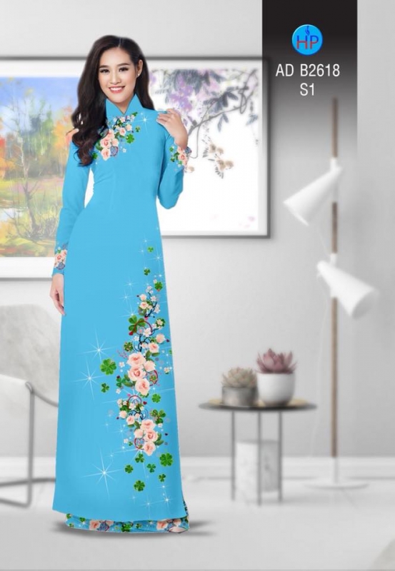 Vải áo dài hoa lấp lánh
