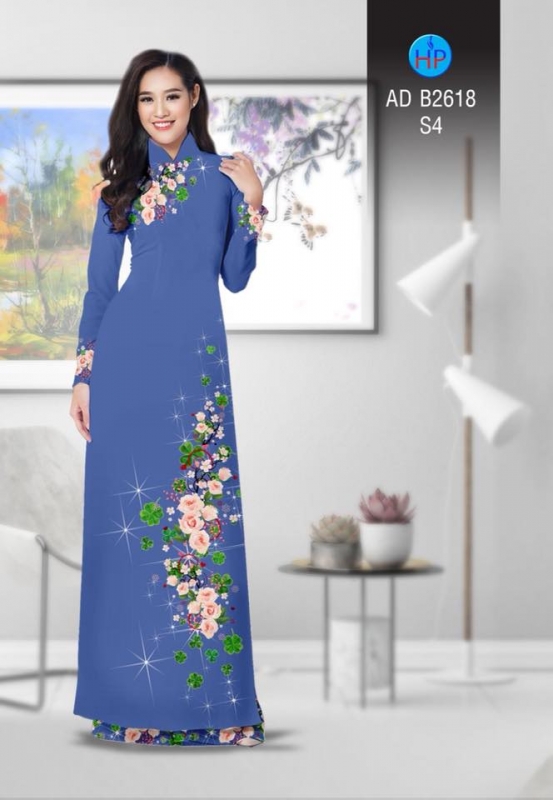 Vải áo dài hoa lấp lánh