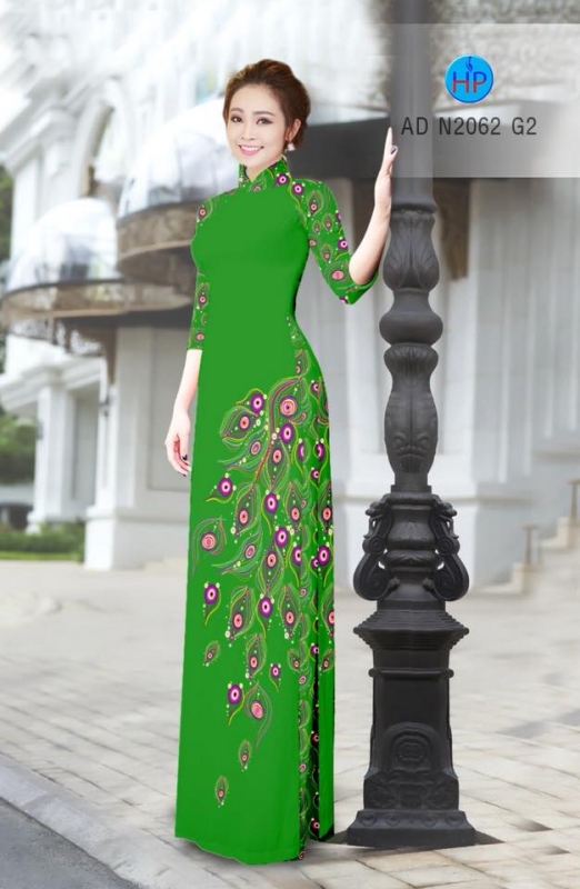 Vải áo dài đuôi chim Công
