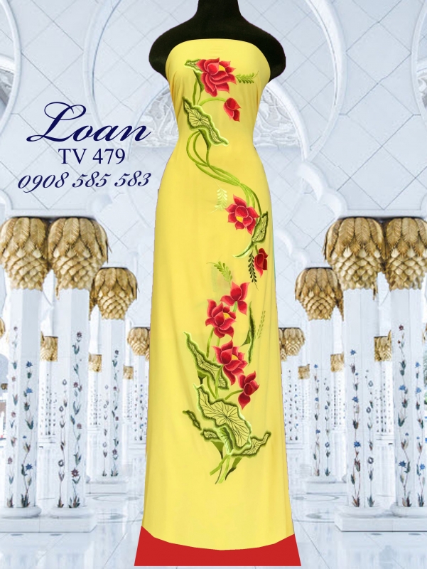 Vải áo dài thêu hoa