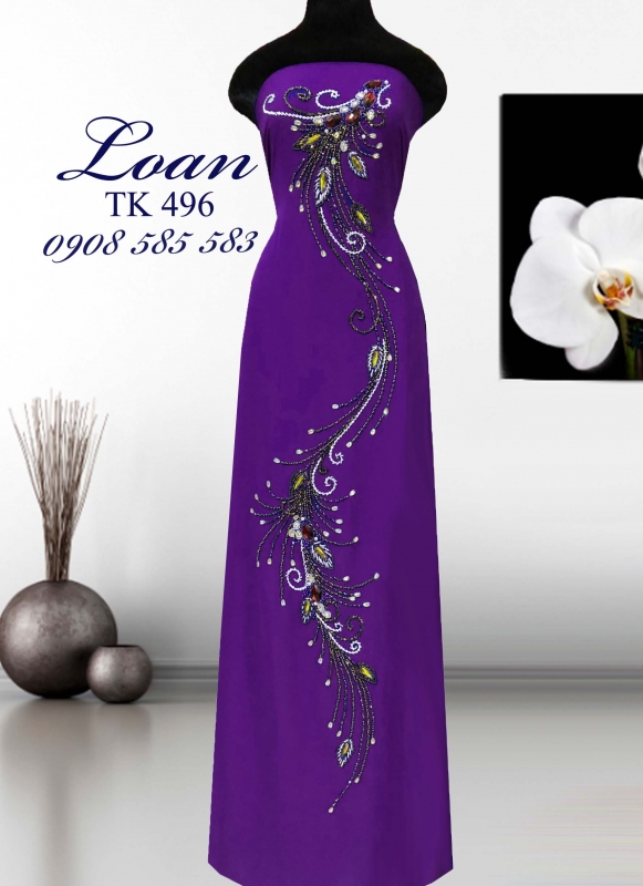 Vải áo dài đuôi Công kết đá