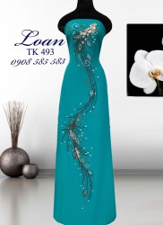 Vải áo dài đuôi Công kết đá