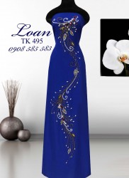 Vải áo dài đuôi Công kết đá