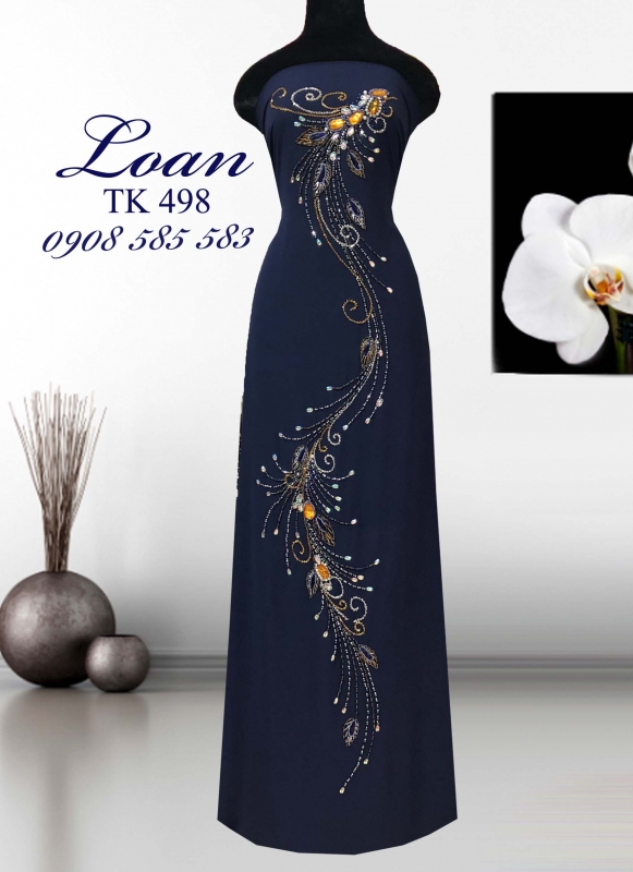 Vải áo dài đuôi Công kết đá