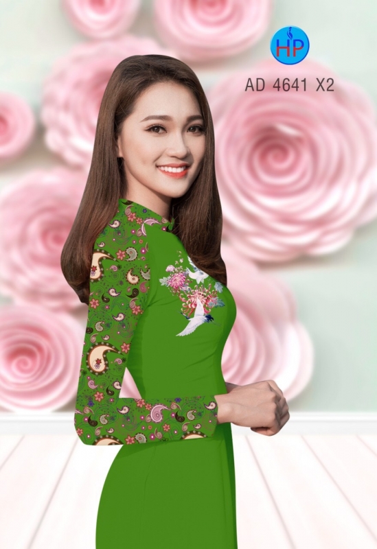 Vải áo dài phối tay hoa