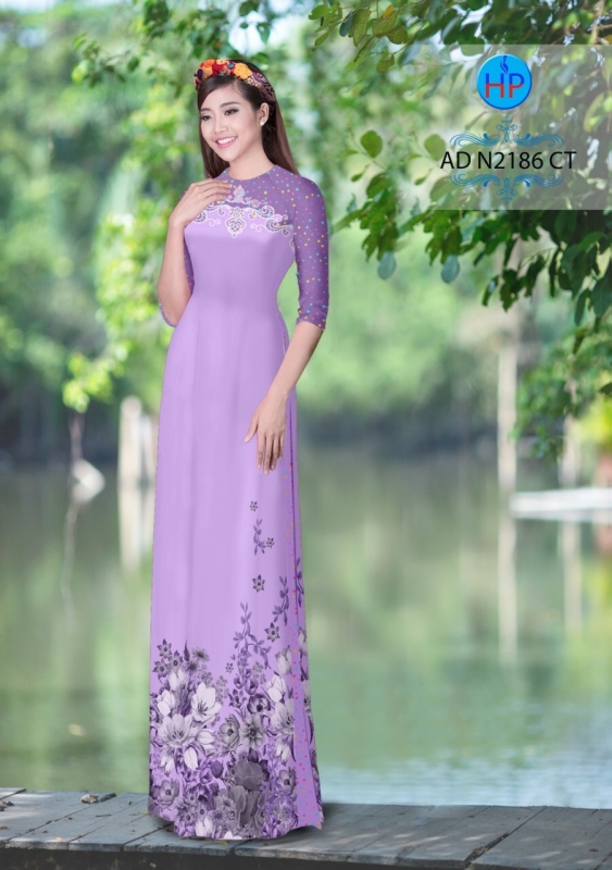 Vải áo dài hoa trên dưới