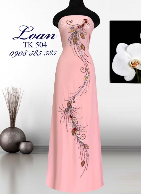 Vải áo dài đuôi Công kết đá