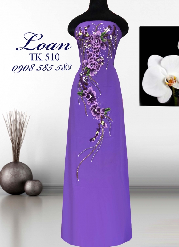 Vải áo dài thêu kết hoa