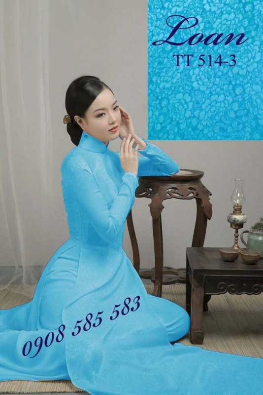Vải áo dài lụa Tơ Tằm xanh