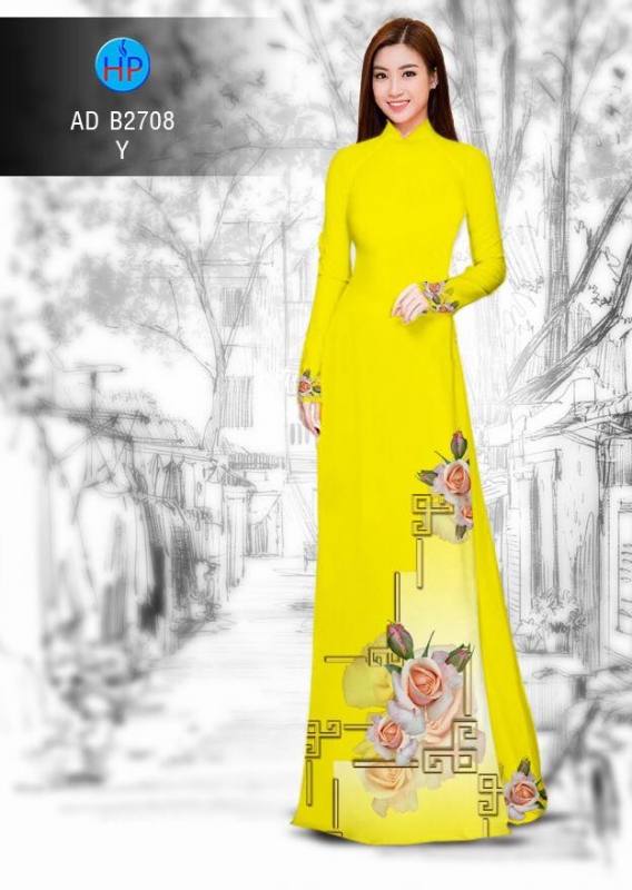 Vải áo dài hoa Hồng Vải áo dài hoa Hồng