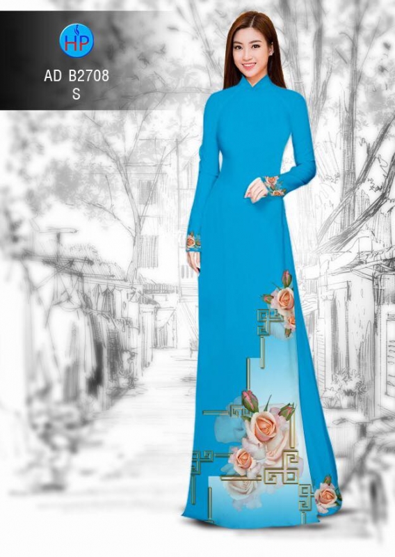 Vải áo dài hoa Hồng Vải áo dài hoa Hồng