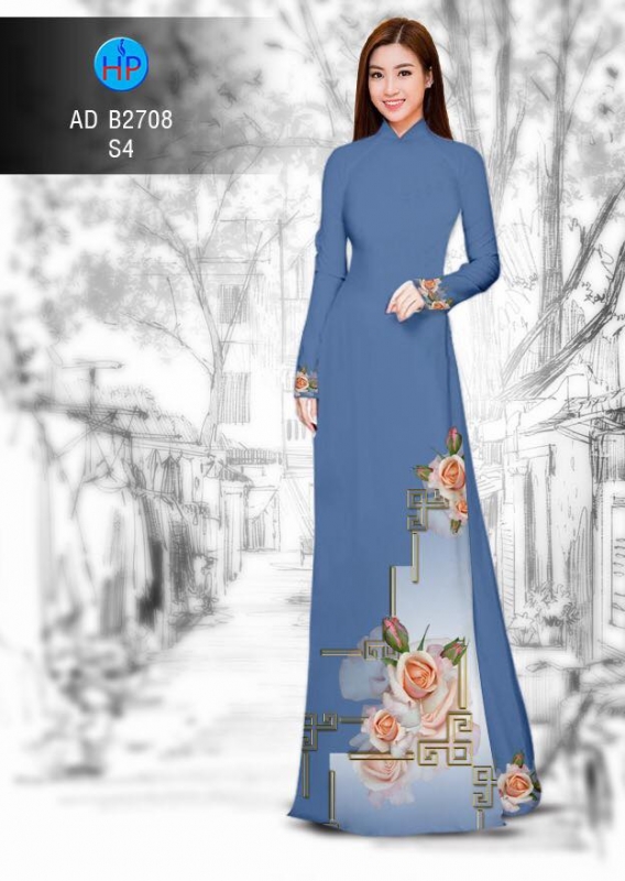Vải áo dài hoa Hồng Vải áo dài hoa Hồng