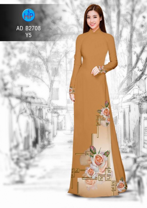 Vải áo dài hoa Hồng Vải áo dài hoa Hồng