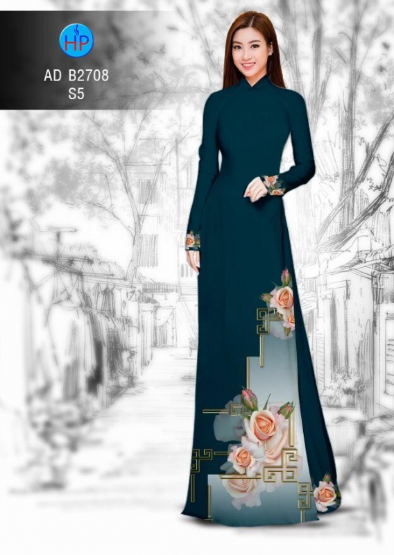 Vải áo dài hoa Hồng Vải áo dài hoa Hồng